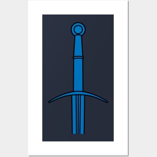 Hand and a Half Sword Garnish / Bastard Sword (Blue) Posters and Art